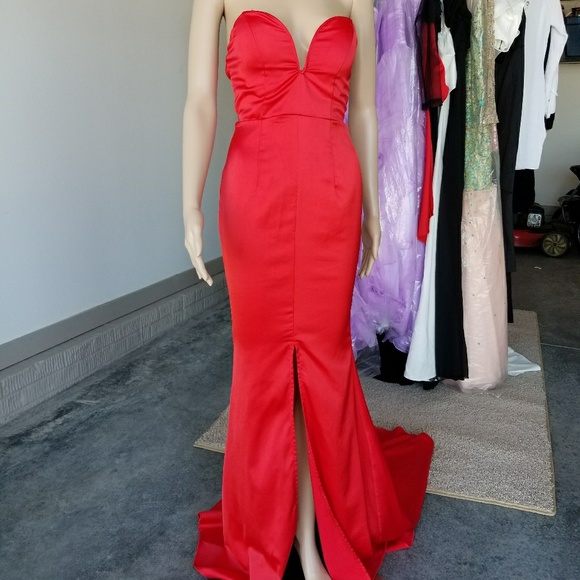 Red Strapless Gown - Picture 3 of 7