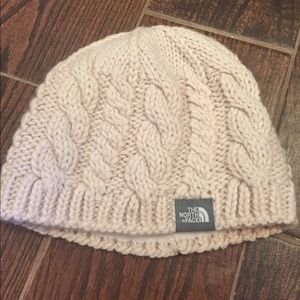 North Face cream knit beanie