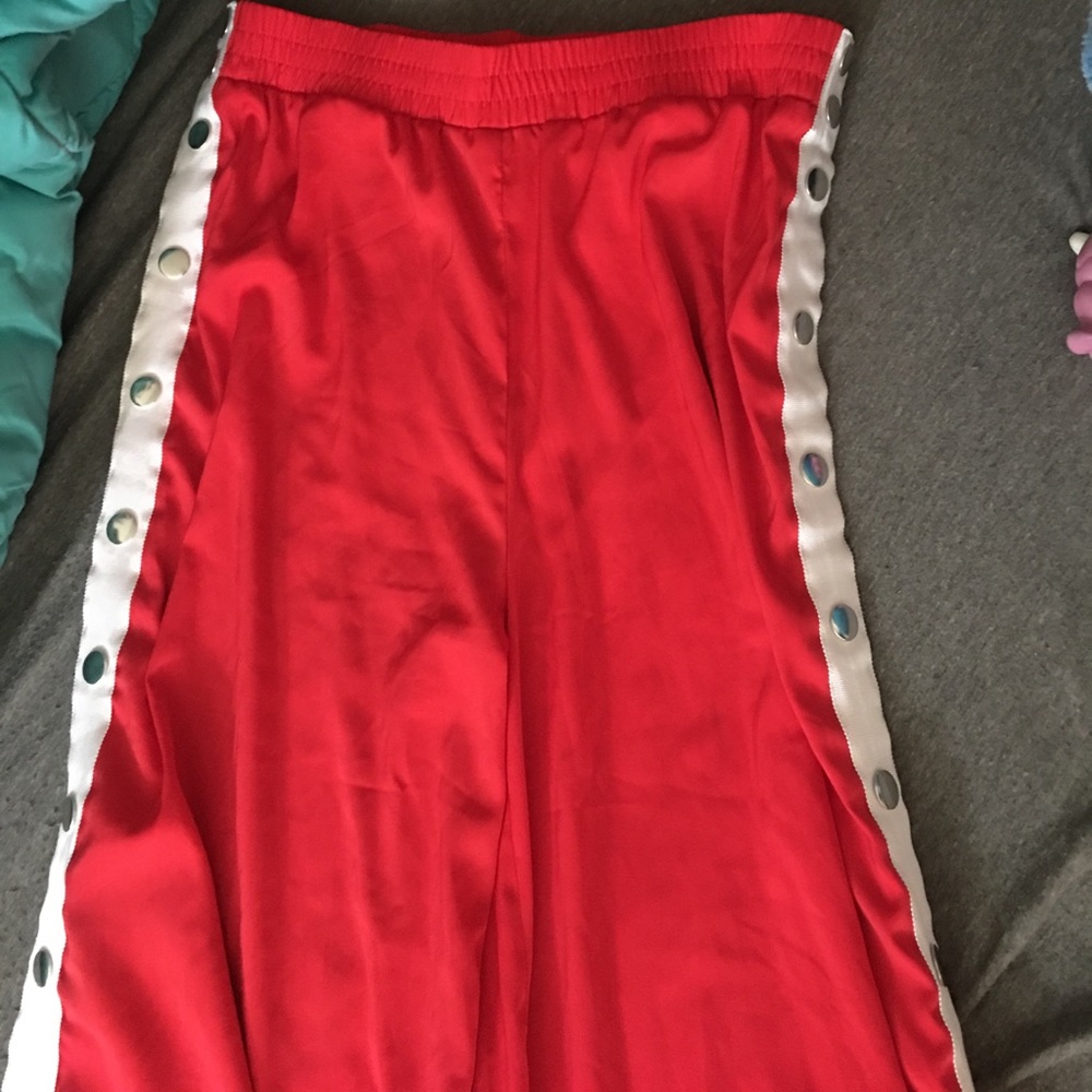 Red snap off pants