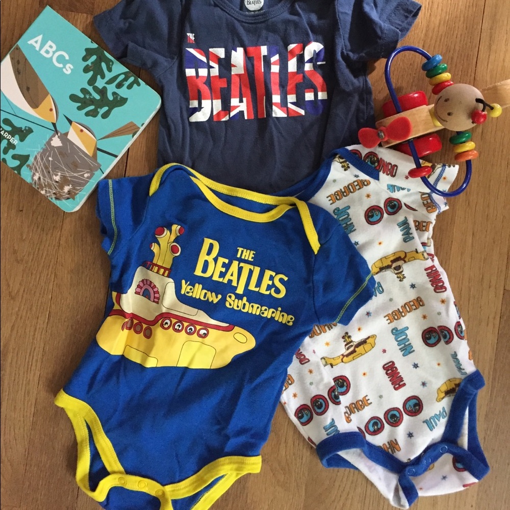 Set of three Beatles band onesies