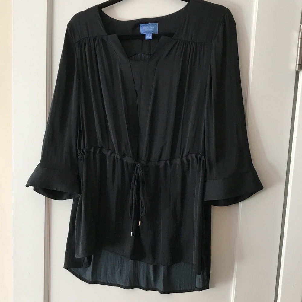 Classic black drawstring blouse