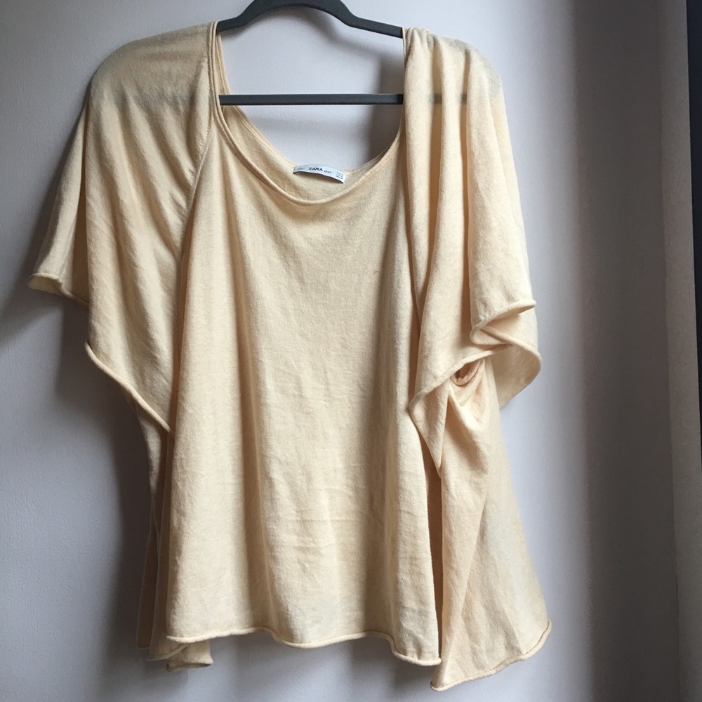 ZARA nwot knit drape asymmetrical top cream