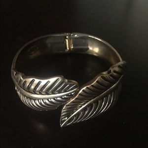 Brushed gold leaf cuff bracelet