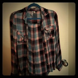 Franchescas blue and pink plaid shirt