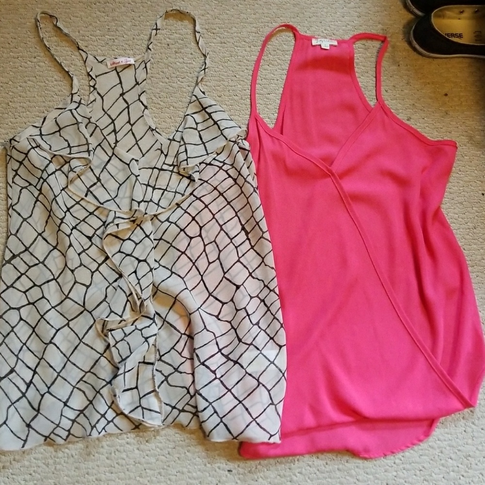 2 blouses. One pink one crocodile cream and black