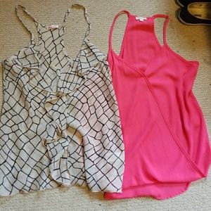 2 blouses. One pink one crocodile cream and black