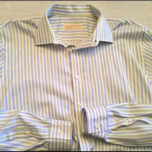 Michael Kors button down, XL, green, blue, white - Picture 4 of 8
