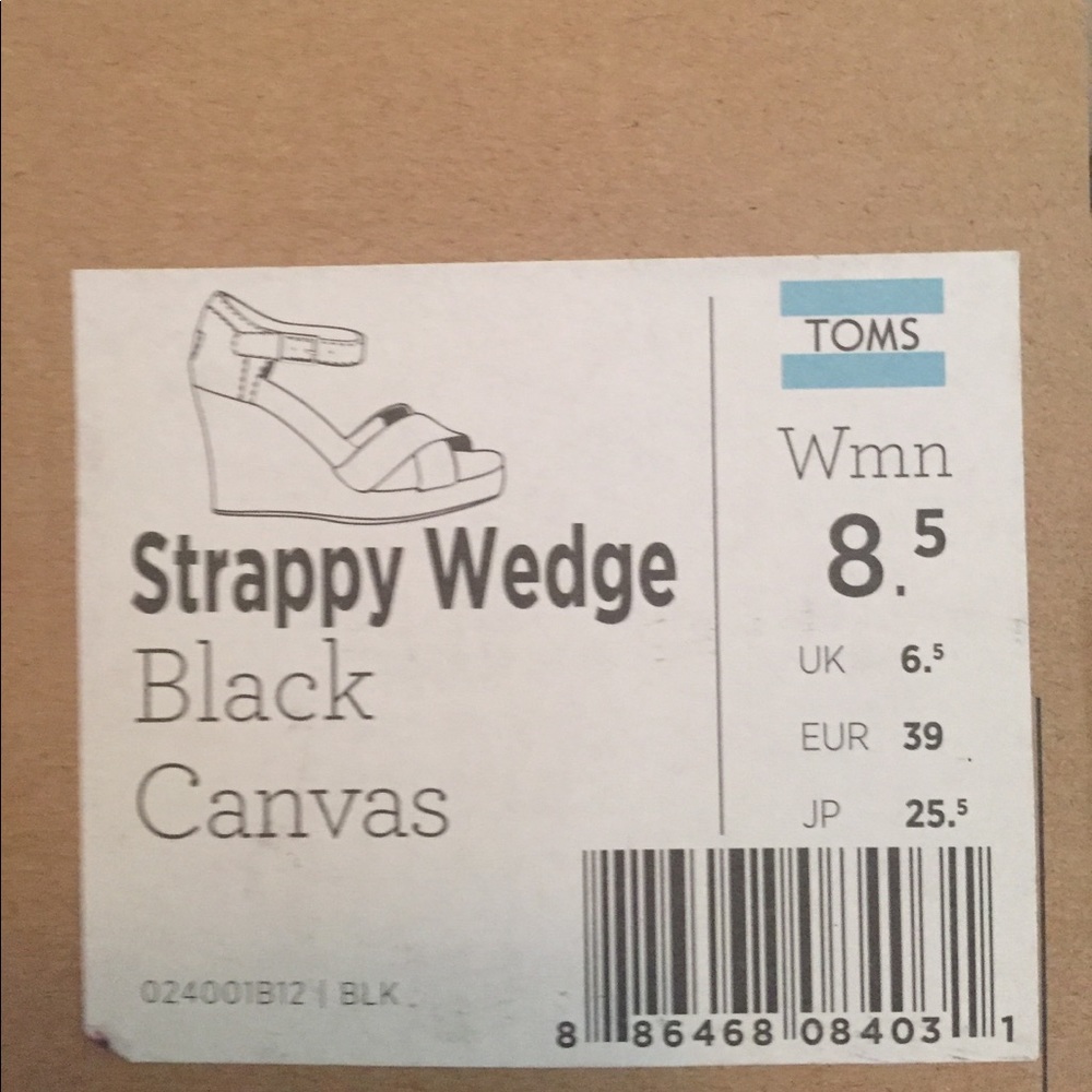 TOMS black strappy wedges