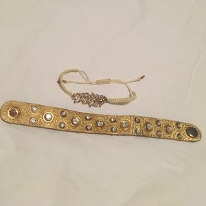 Real leather gold bracelet