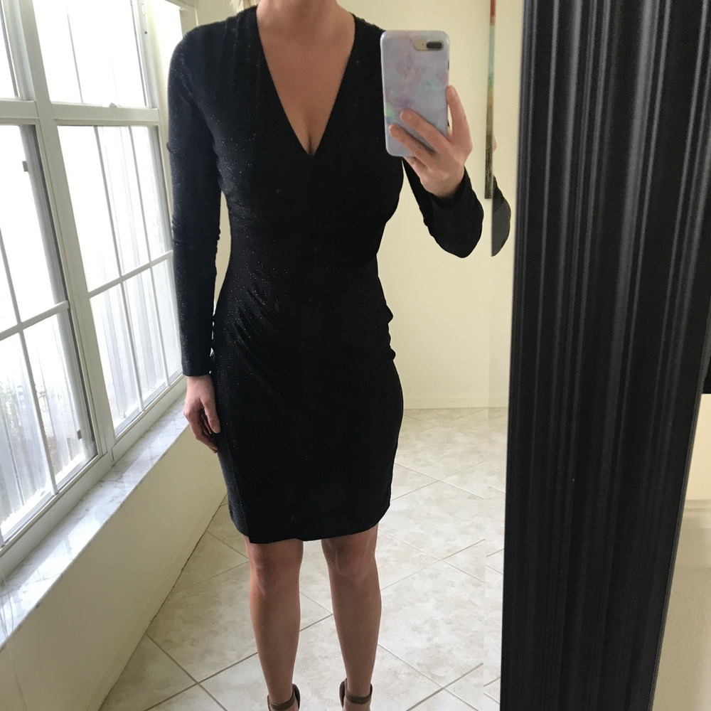Calvin Klein Black Sparkle Wrap Dress