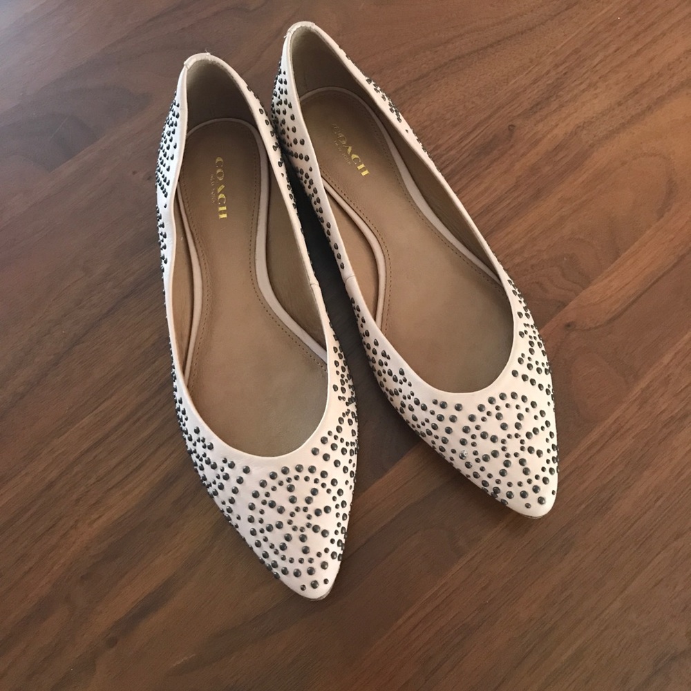 Coach light pink studded flats