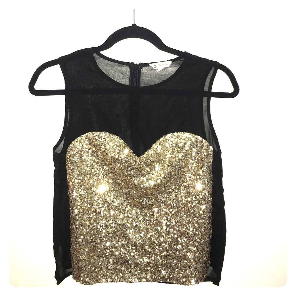 Sheer gold sparkle club shirt