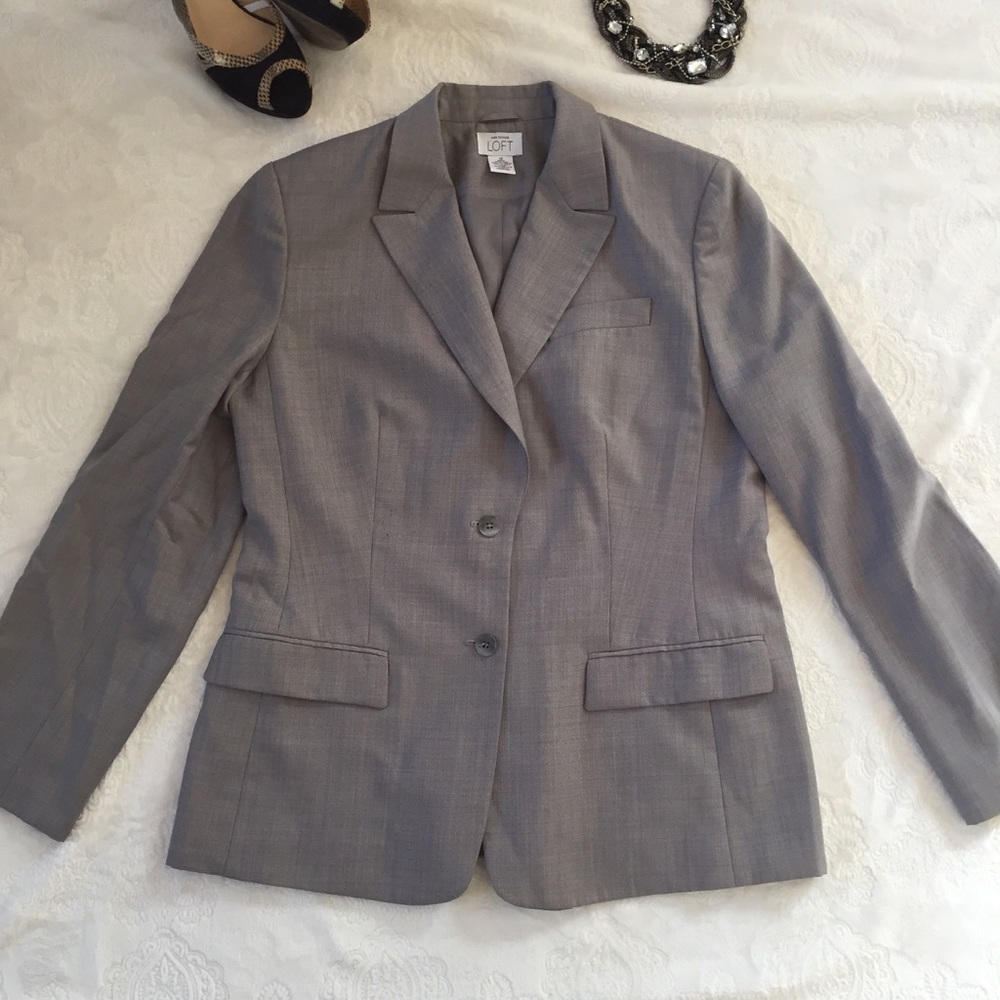 Loft by Ann Taylor classic fit gray career blazer