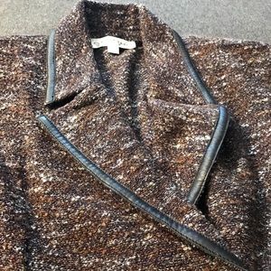 St John double breasted blazer w leather piping