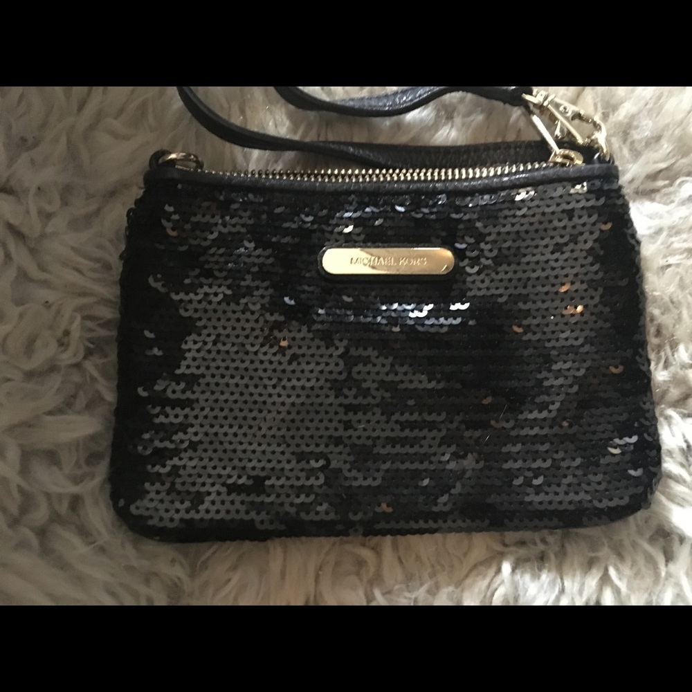 MK Black sequin wristlet