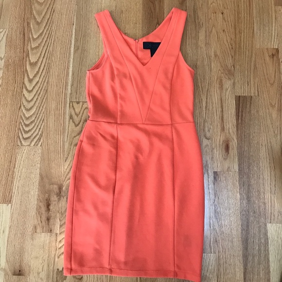 kardashian kollection orange dress Kardashian Kollection Womens Orange V Neck Back Zip Shift Dress Sz L NWT!!!