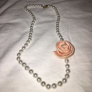 J. Crew pearl necklace with fabric rose