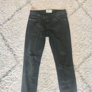 Current Elliot Black Distressed Ankle Skinny