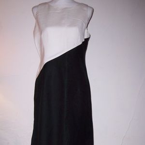 Talbots Sleeveless Dress Linen Black Ivory Sz 8