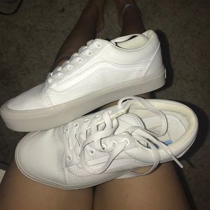 White Old School Vans