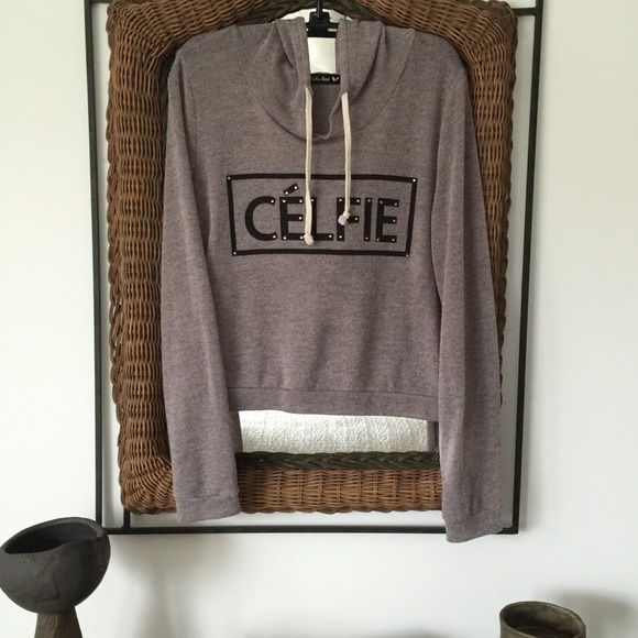 Double Zero Tops - Double Zero Celfie Cropped Hoodie