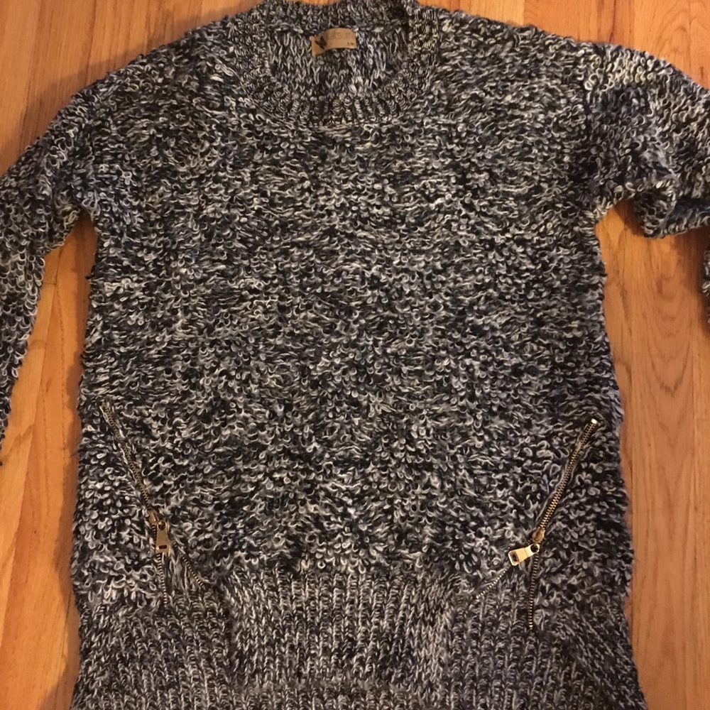 LF Black and White Zip Sweater