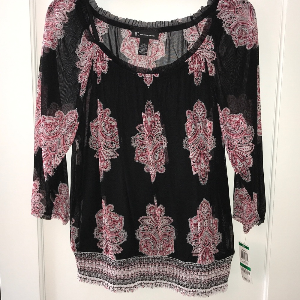 Sheer peasant blouse with built in cami