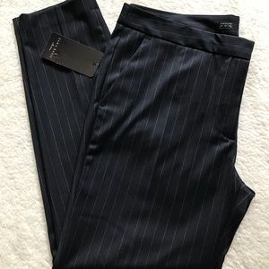 Zara Basics Dress/Work Pants Navy Blue Pinstriped