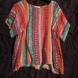 Bright, patterned short sleeved top from Anthro