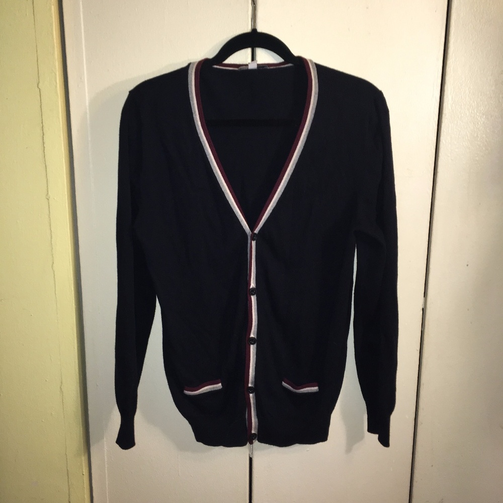 Varsity pocketed black Cardigan