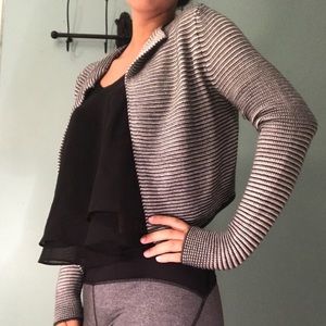 Black and white striped cardigan