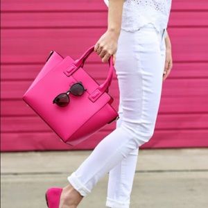 Faux Leather Pink Satchel