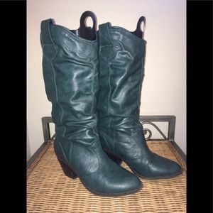 Dark green western style slouch boots