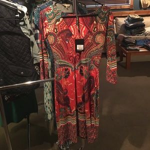 3/4 length sleeve Vneck Paisley Dress