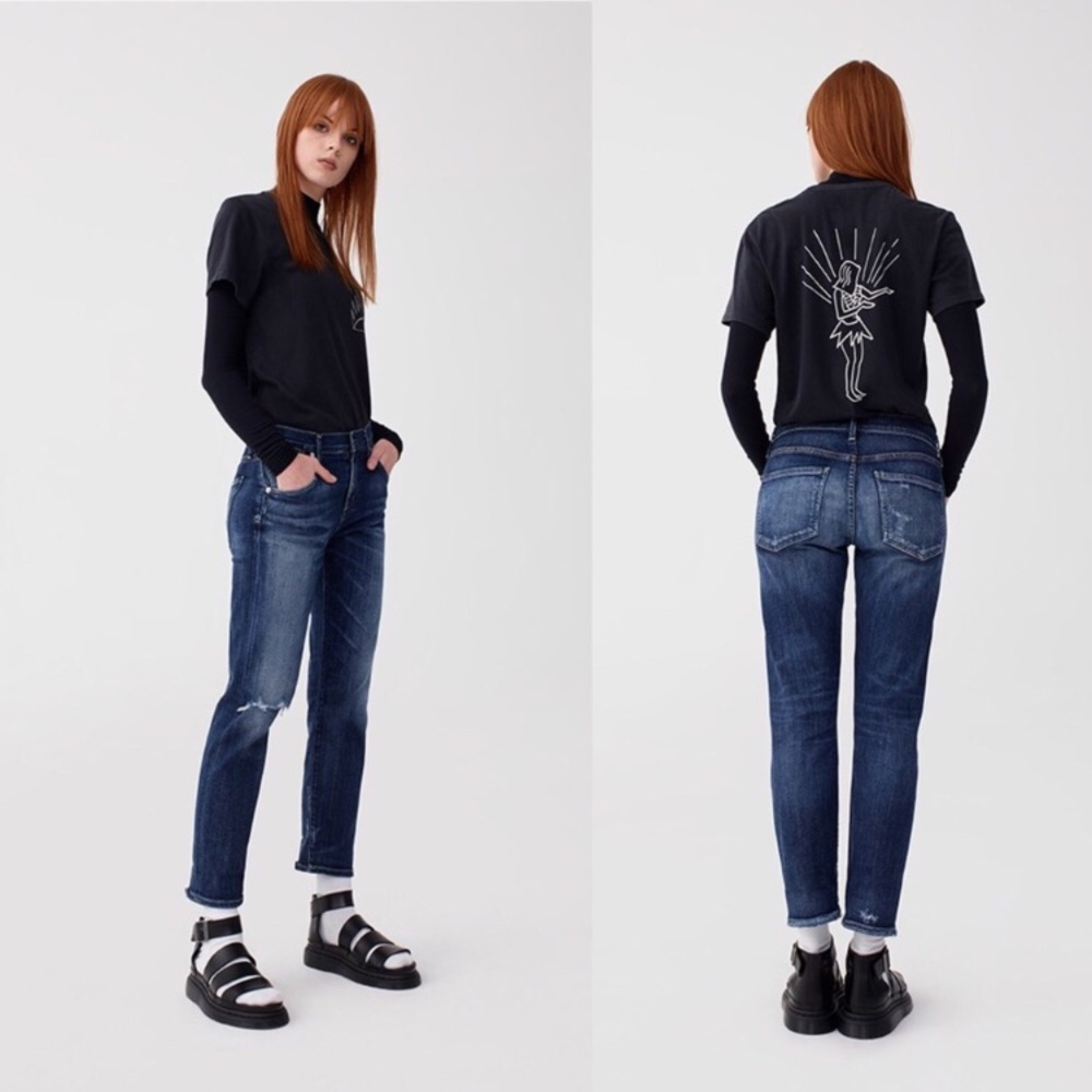 Agolde Slim Boyfriend Starwood Ankle Distressed