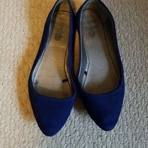 Blue faux suede flats