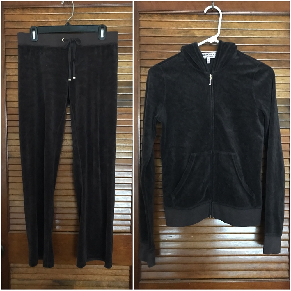 Rare Juicy Couture Brown Gold Velour Hoodie Pants