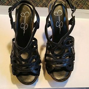 7.5 Jessica Simpson heels black leather