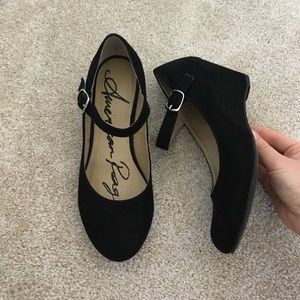 American Rag black suede Mary Jane wedges