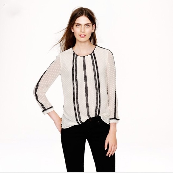 🚫RESERVED🚫 J Crew Swiss Dot Lace Blouse - Picture 2 of 6