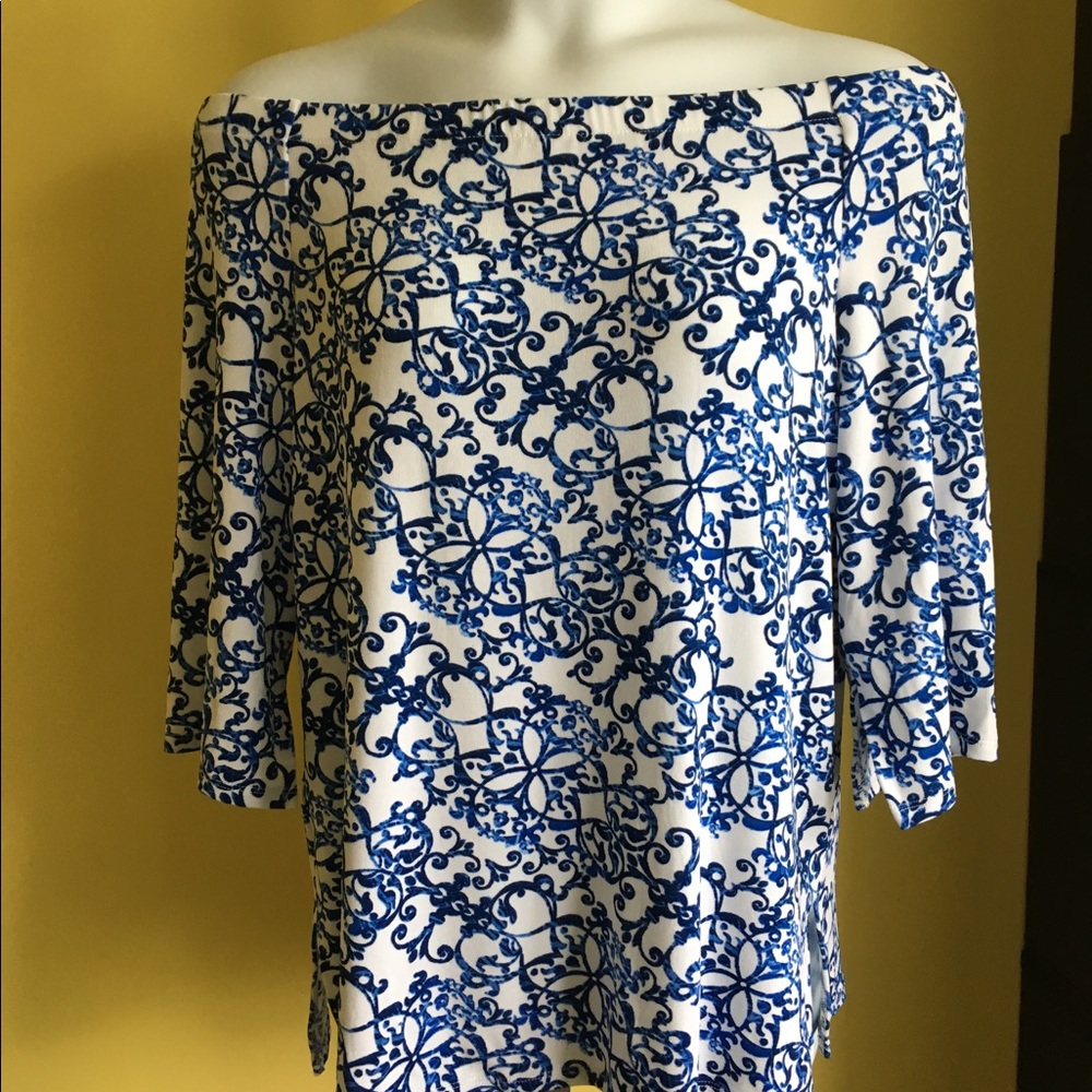 CHICOS TRAVELERS Etched Scrolls Top Sz 3 XL