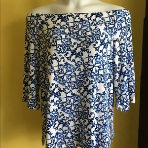 CHICOS TRAVELERS Etched Scrolls Top Sz 3 XL
