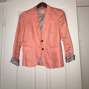 JCrew poppy (pink) colored linen blazer