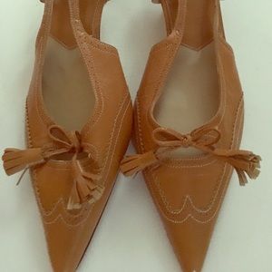 J.Crew Italian leather kitten heel with tassels