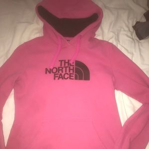 Pink and black north face hoodie