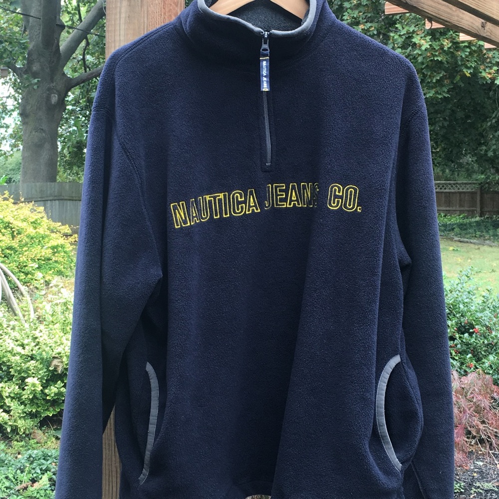 Nautica Vintage Navy Blue Fleece 1/4 Zip Pullover