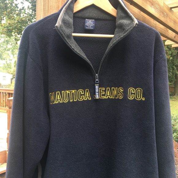 Nautica Vintage Navy Blue Fleece 1/4 Zip Pullover - Picture 4 of 5