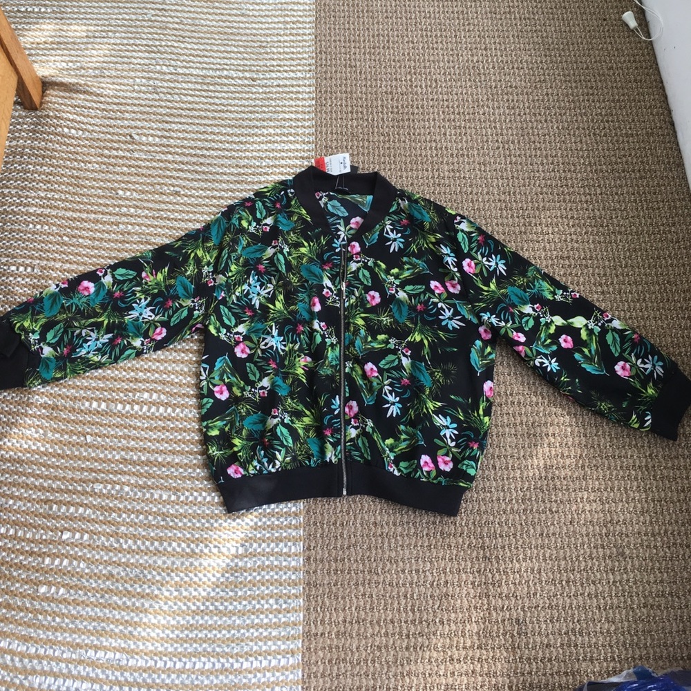 Floral sheet bomber jacket