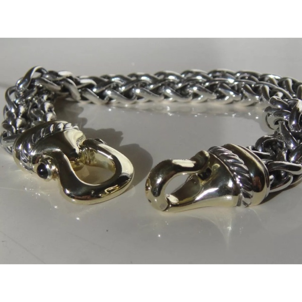 David Yurman Double Wheat Bracelet w/Garnets