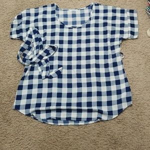 Blue and white gingham tunic